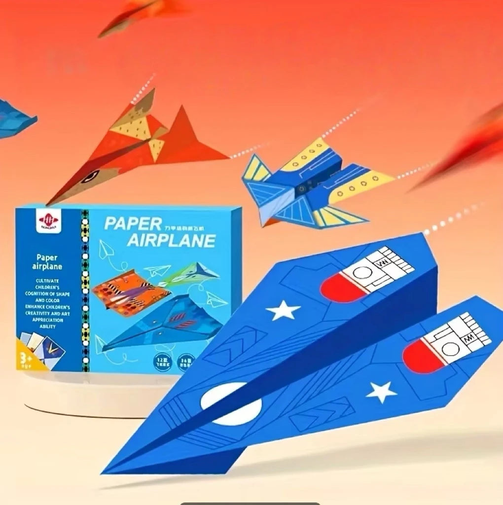36pcs of Colored Paper - Handcrafted Creative colir Airplane Origami, 3D Origami Manual DIY, Holiday and Birthday Gifts for kids