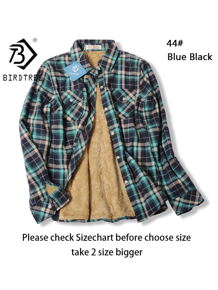 Velvet Thick Warm Women's Plaid Shirt Female Long Sleeve Tops M-5XL Winter Fleece Casual Check Blouse Autumn Clothes T77710A