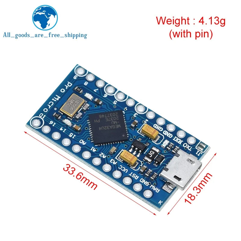 TZT Pro Micro ATmega32U4 5V 16MHz Original Chip Replace ATmega328 For Arduino Pro Mini With 2 Row Pin Header For Leonardo UNOR3