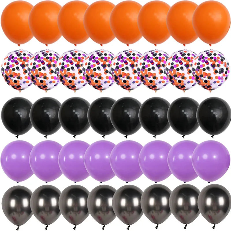 Halloween Decoration Black Orange Purple Balloon Bat Helium Ballon Confetti Metal Latex Globos Birthday Halloween Party Supplies