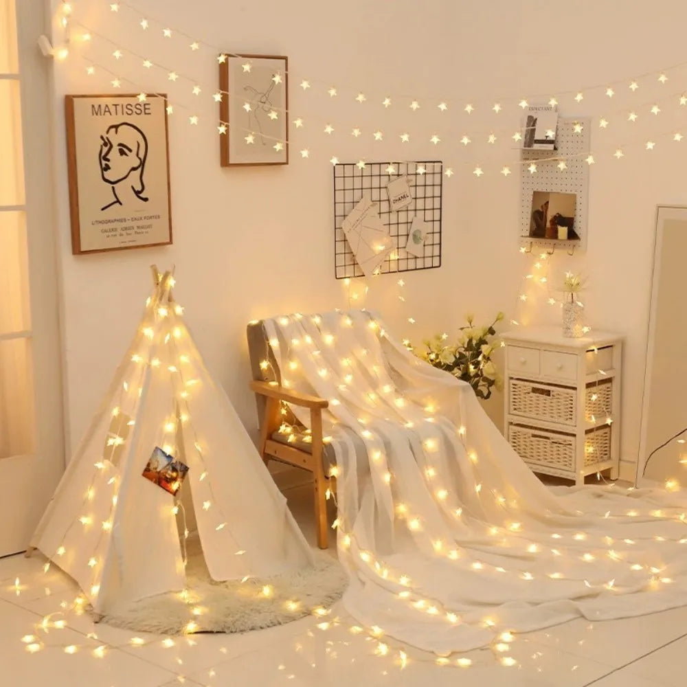 1PC 1.5M/3M LED Star String Light,LED Fairy Light,Powered by AA Batteries(excl),Used for Room,Party and Ramadan Decoration ﻿