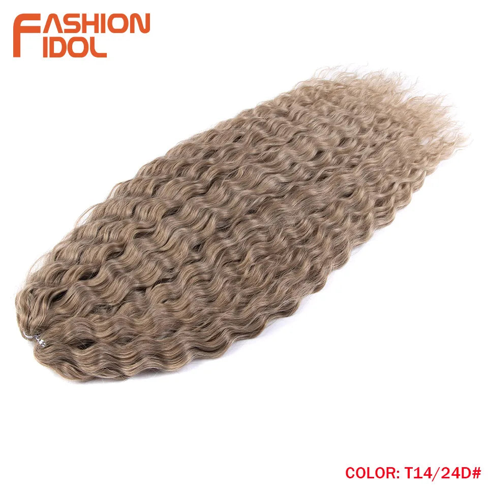 FASHION IDOL Ariel Twist Crochet Hair Synthetic 22 Inch 300g 3 Bundles Water Wave Hair Extensions Ombre Blonde Braid Curly Hair