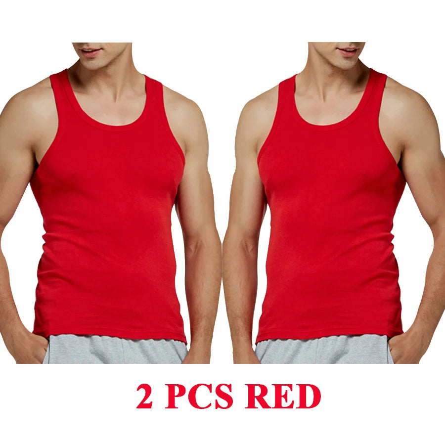 Tank Tops Men 100% Cotton Solid Vest Male Breathable Sleeveless Tops Slim Casual Gym Running Comfortable Undershirt Mens Gift