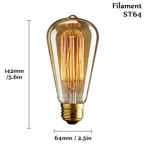 Edison bulb lampada retro lamp incandescent ampoule vintage E27 40w 220V For Decor Filament Bulb E27 Pendant Lights Antique Bulb