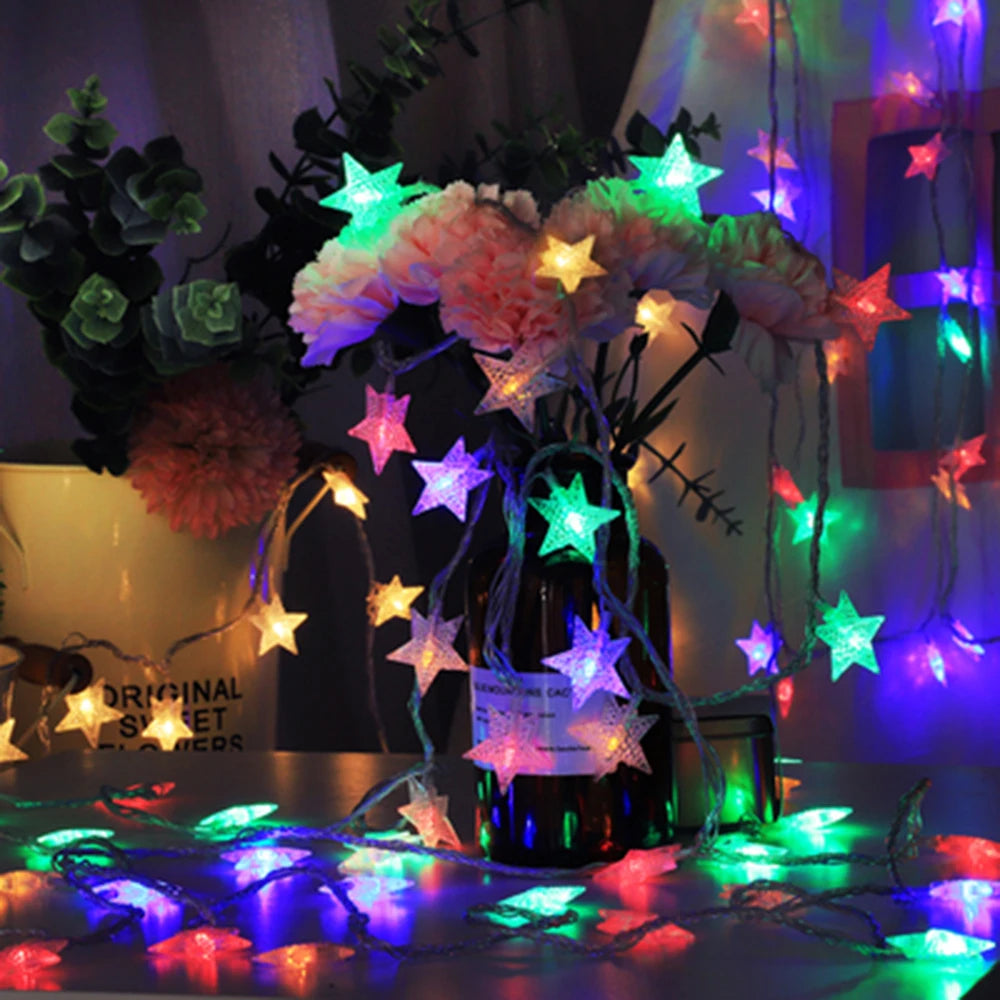 10L/20L/40L/80L LED Star String Lights Christmas Garland Battery USB Powered Wedding Party Curtain String Fairy Lamps For Home