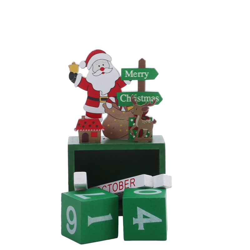 2024 New Year Countdown Calendar Elk Snowman DIY Wooden Ornaments Navidad Christmas Decoration Christmas Gift Kids Natal Noel