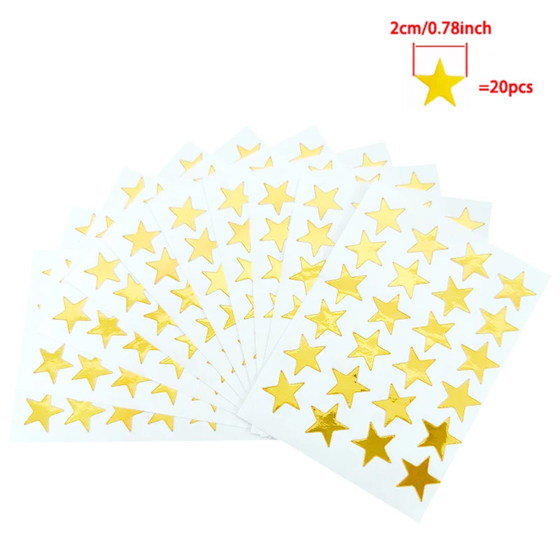 10 Sheets/Pack Gold-Plated Award Glitter Stickers Mother Teacher Praise Label Award Five-Pointed Star Love Sticker