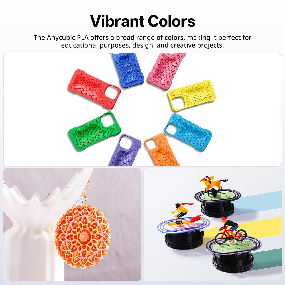 ANYCUBIC 3D Printer Multicolor Filament PLA 1.75mm 1kg/Roll Plastic Rubber Consumables Material For FDM 3D Printer Kobra 2 Pro