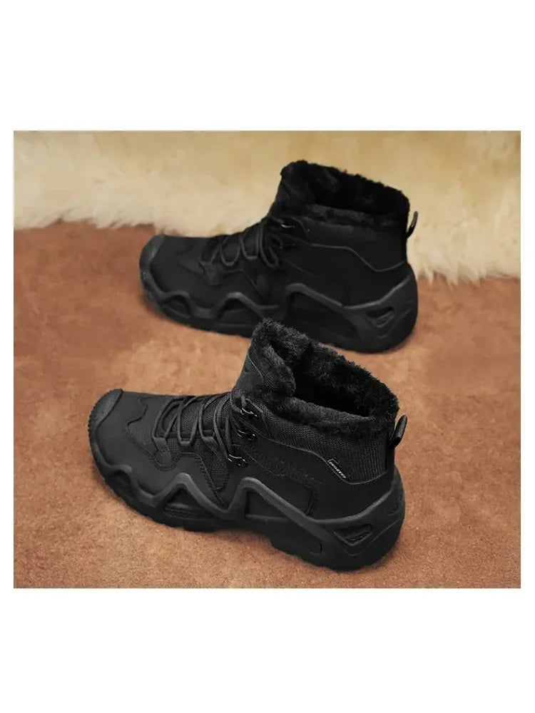 Winter Snow Men‘s Shoes Warm Fur Sneakers Training Waterproof Straps Outdoor Hiking Breathable Shoes Multifunctional Motorcycle