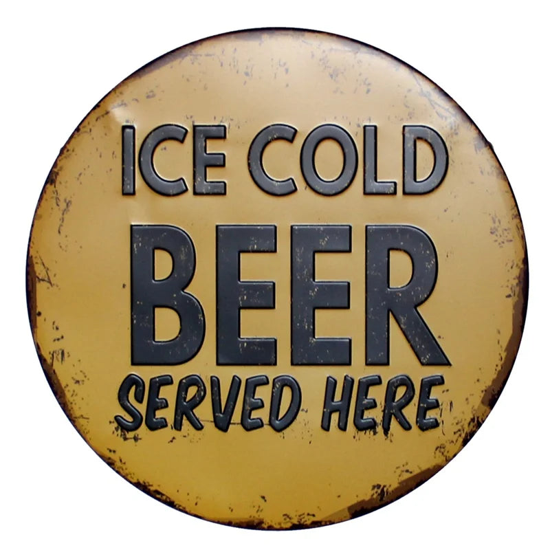 BBQ Zone Retro Plaque Metal Tin Signs Cafe Bar Pub Signboard Wall Decor Vintage Nostalgia Round Plates Christmas Gift 30CM R006