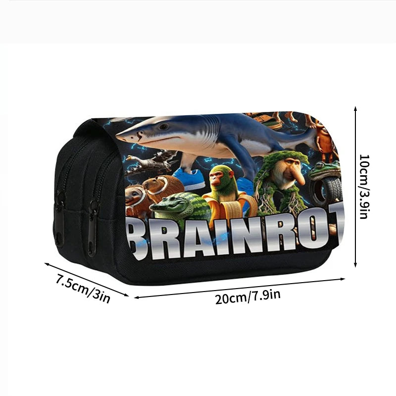 Italian Brainrot Large Capacity Pencil Case Tungtungtung Sahur Stationery Bag Back to School Pen Bag Zipper Boys Pencil Pouch