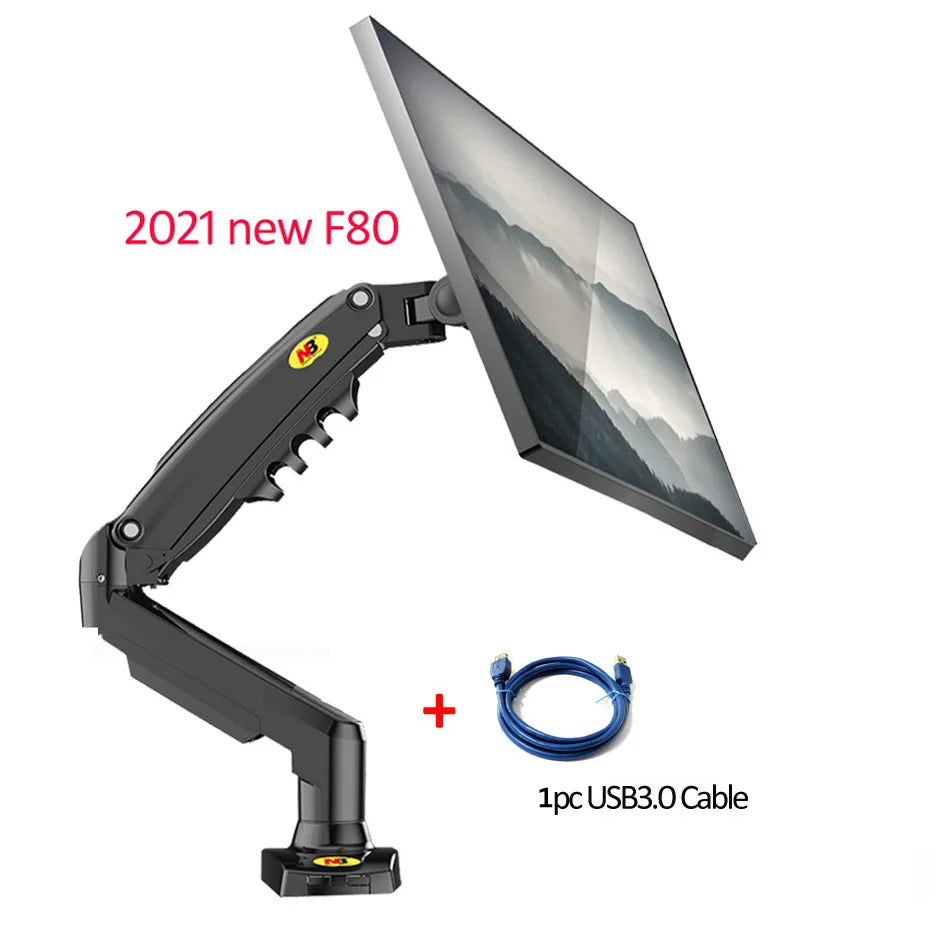 NEW NB F80 17-30" desktop LED LCD Monitor Holder Arm Gas Spring Full Motion 2-9kg dual arm usb3 cable(option)