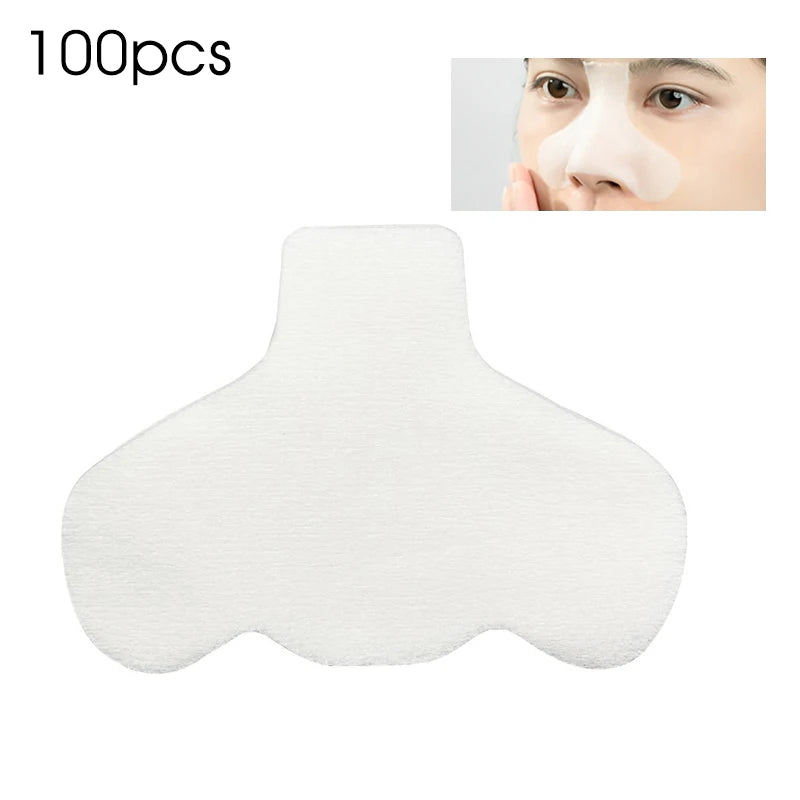 100pcs Disposable Nose Mask Paper Hydrating Nose Patches for Blackhead Removal Cosmetic Wet Compress Facial Mask Skin Care Tools