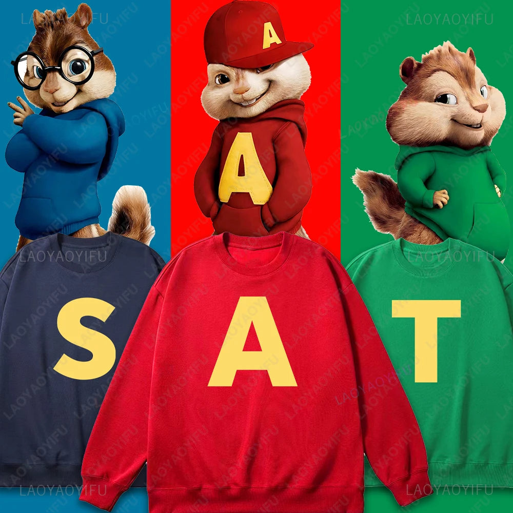 Funny Alvin and The Chipmunks: The Squeakquel's Printed Hoodie Woman Man Drop Shoulder Sweatshirt Available Best Friend Pullover