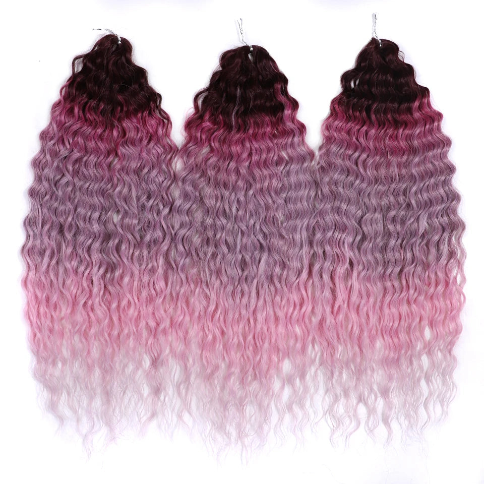 FASHION IDOL Ariel Twist Crochet Hair Synthetic 22 Inch 300g 3 Bundles Water Wave Hair Extensions Ombre Blonde Braid Curly Hair