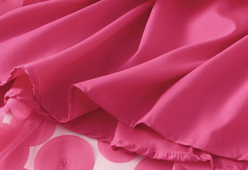 Autumn Winter 3D Circular Applique Mesh Long Skirts 2024 Korean Fashion Hepburn Style High Waist A-LINE Skirt