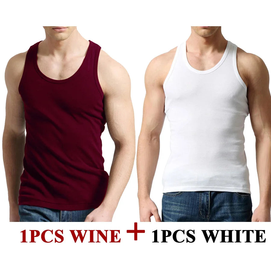 Tank Tops Men 100% Cotton Solid Vest Male Breathable Sleeveless Tops Slim Casual Gym Running Comfortable Undershirt Mens Gift