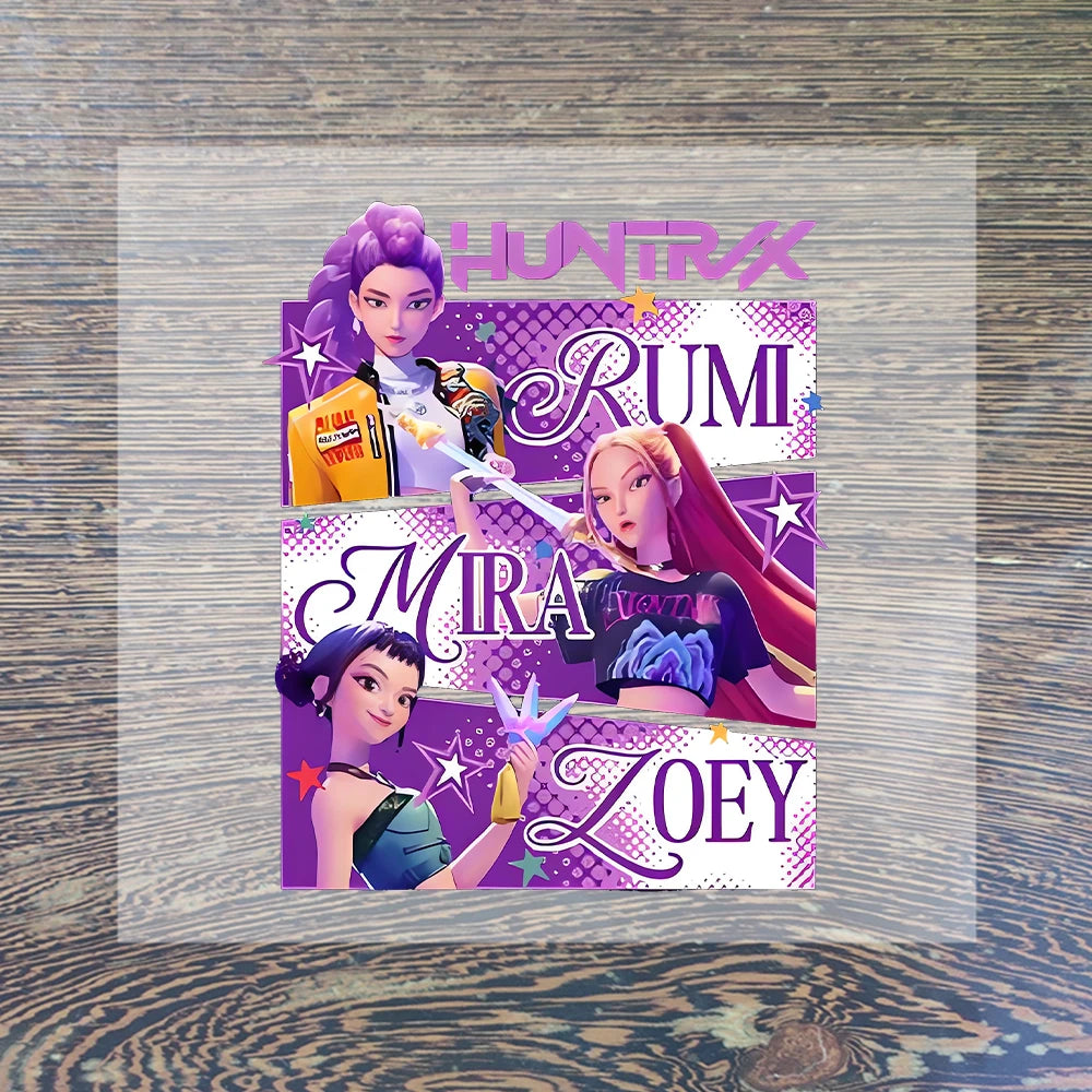 K Pop Demon Hunters Cartoon Iron on Patches for Clothing Kawaii DIY Heat Transfer Stickers Adult Children Clothes Custom Sticker