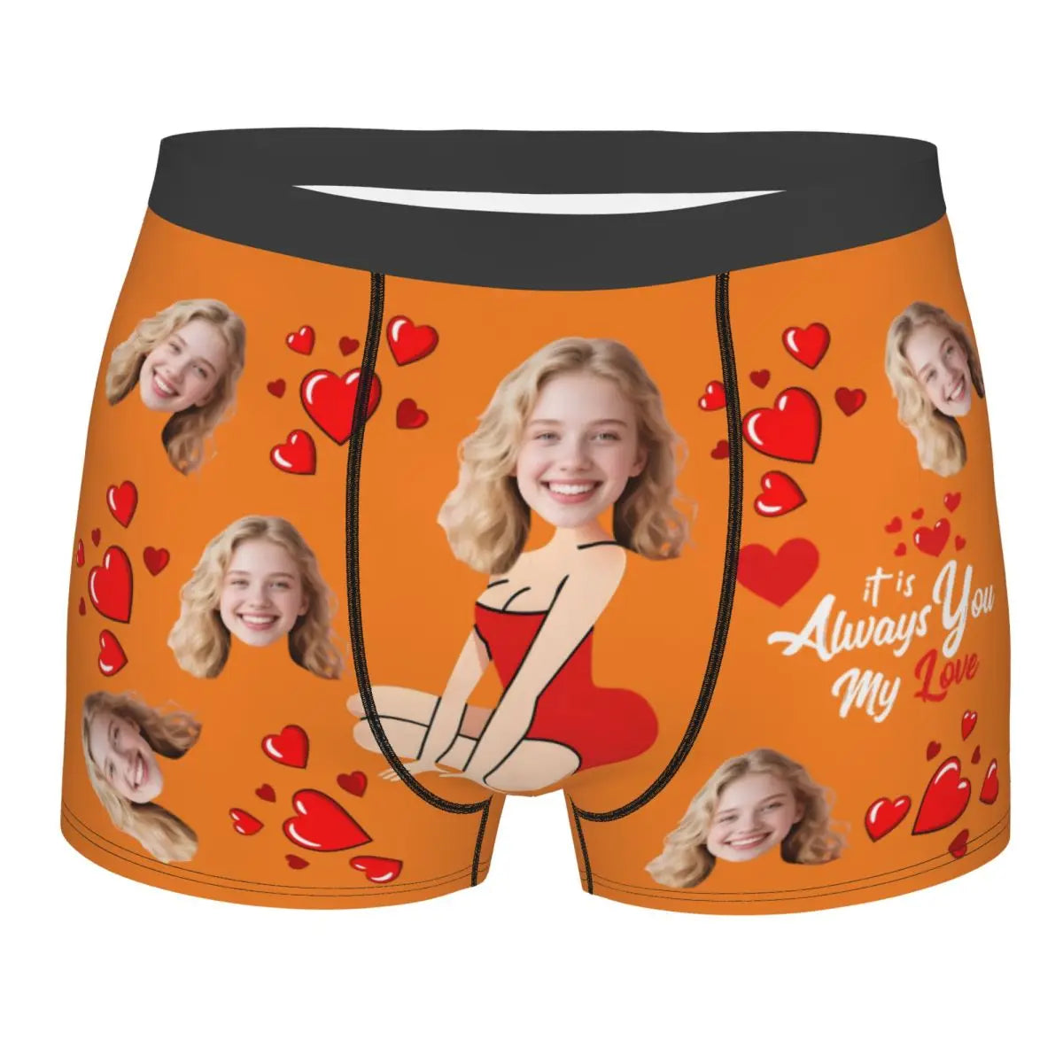 Valentine's Day Men's Personalized Face Photo Custom Underwear Design Your Own Boxer Briefs Panties Underpants For Husband