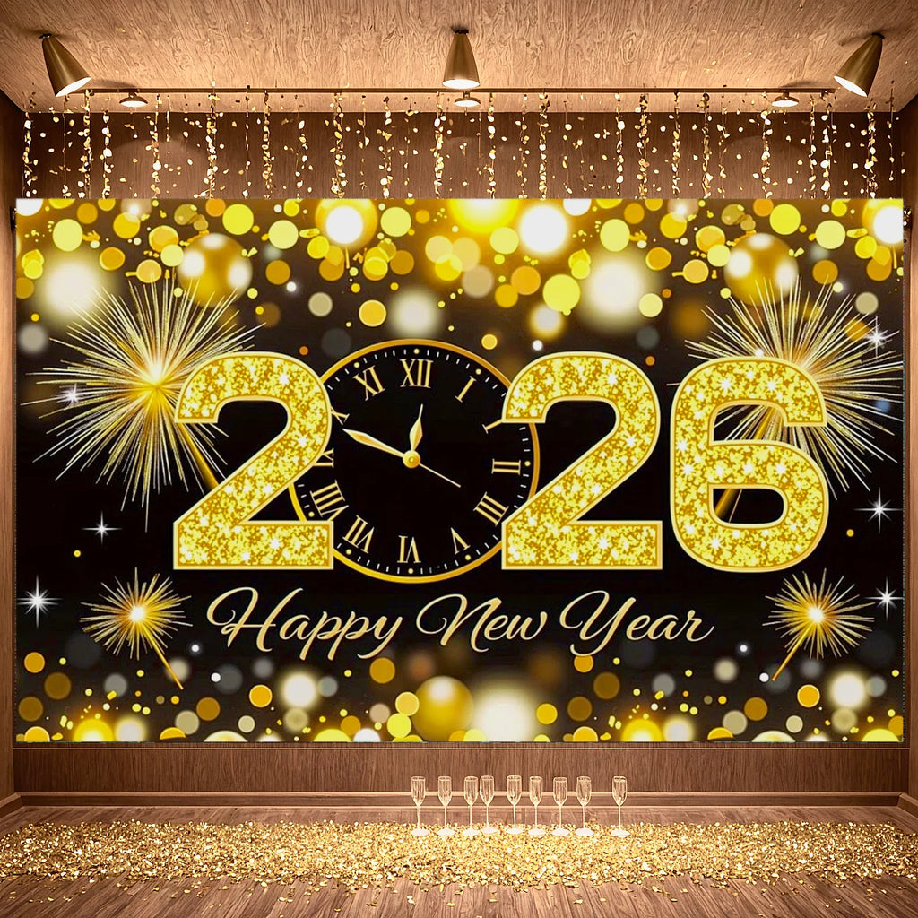 2026 Happy New Year Theme Party Background Banner New Year Celebrate Family Party Decoration Photo Background Decoration