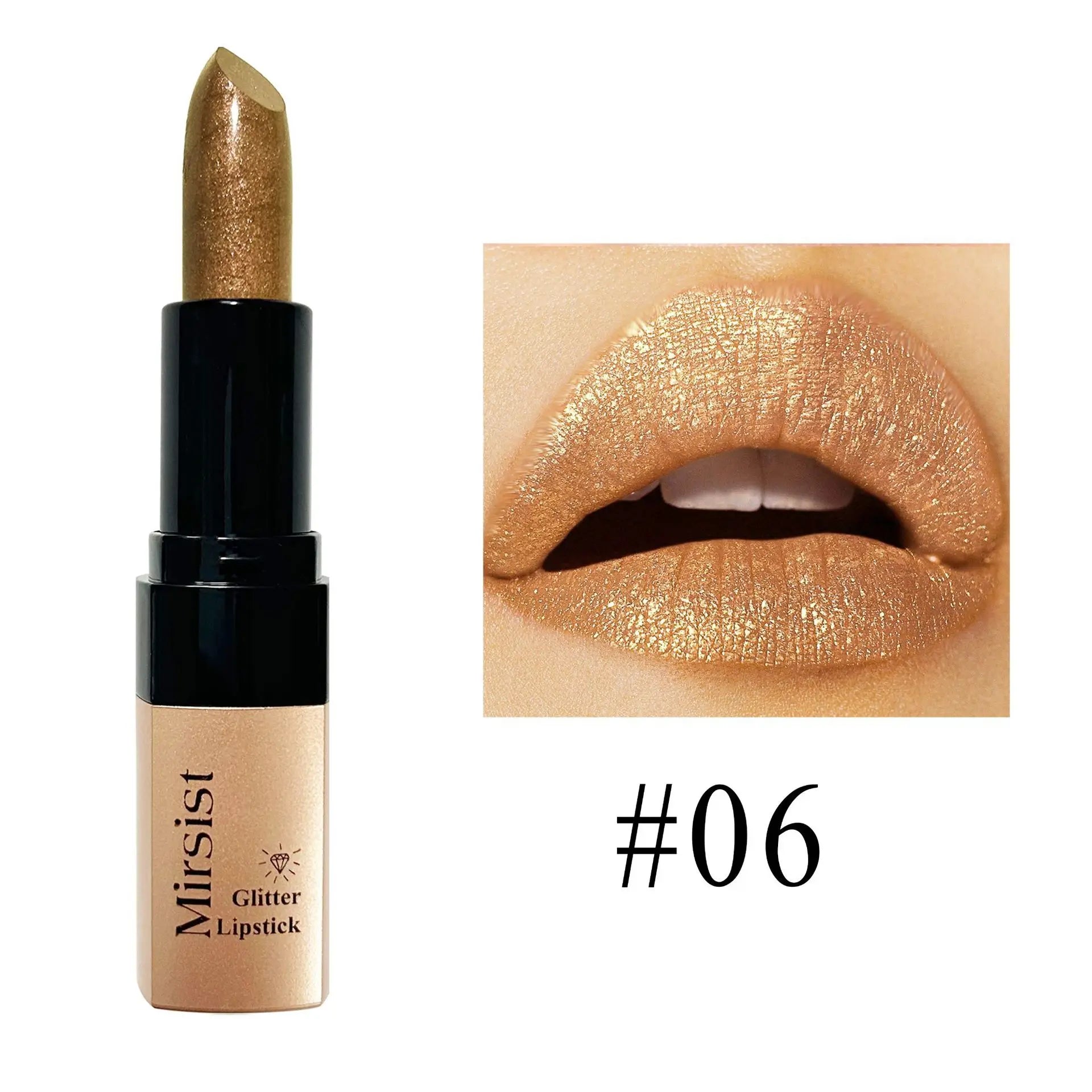 Diamond Lip Gloss Pearlescent Glitter Metallic Shine 6 Color Plump Lipstick Waterproof Long Lasting Lip Makeup