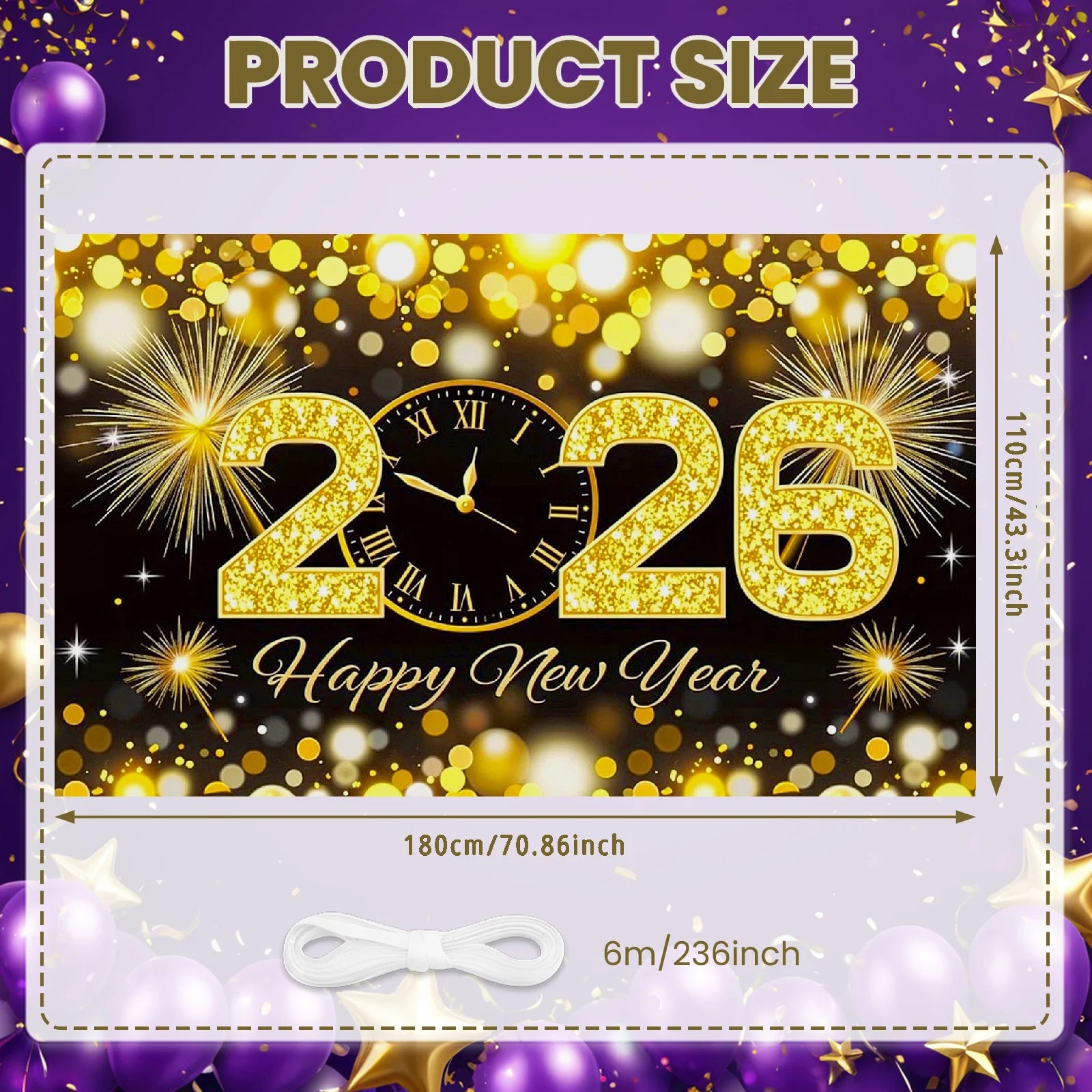 2026 Happy New Year Theme Party Background Banner New Year Celebrate Family Party Decoration Photo Background Decoration