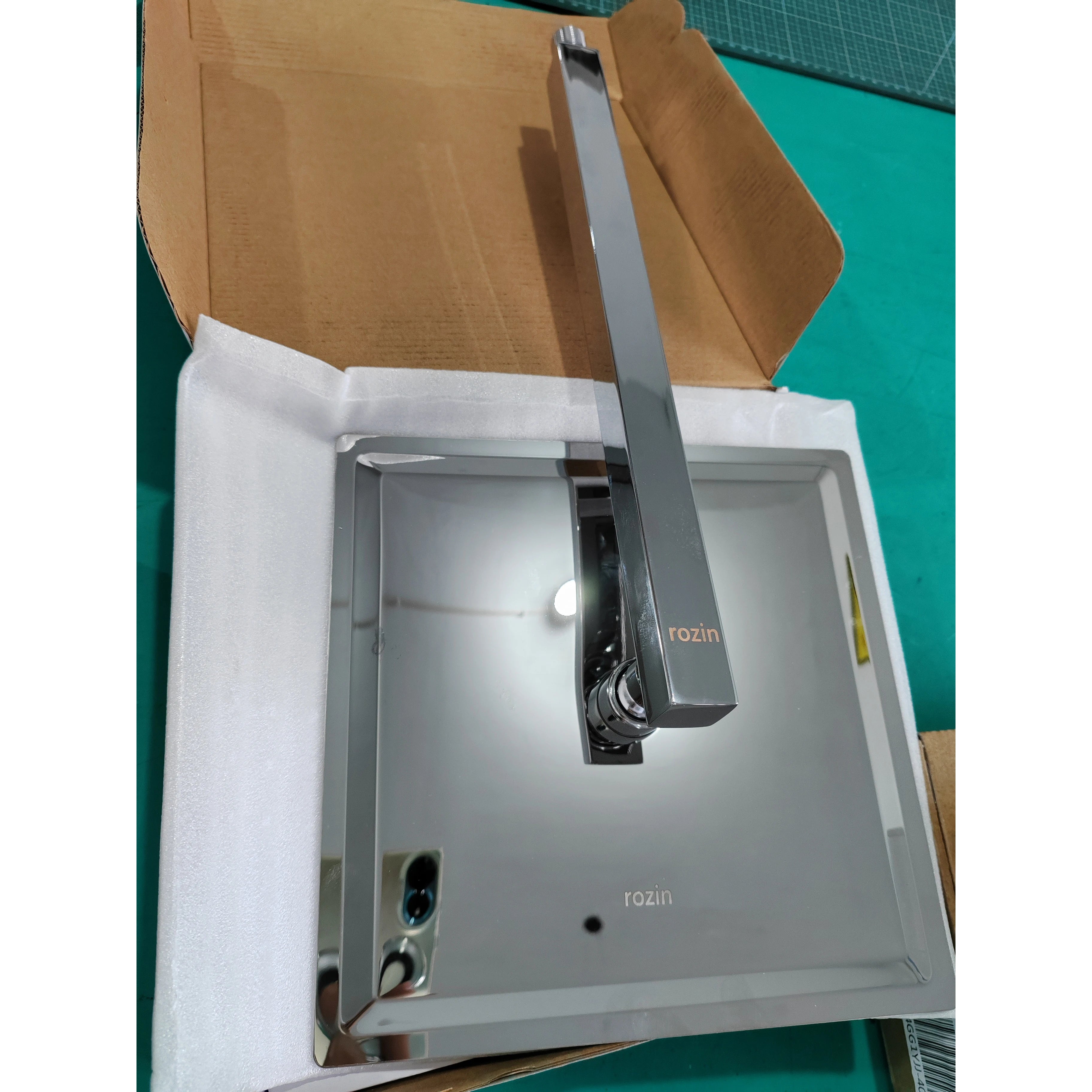 Rozin Brushed Golden Rainfall Shower Head Bathroom 8/10/12" Ultrathin Style Top Shower Head with Wall Mounted Shower Arm