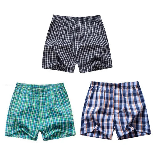 Mens Underwear Boxers Shorts Casual Cotton Sleep Underpants Packag High Quality Plaid Loose Comfortable Homewear Striped Panties