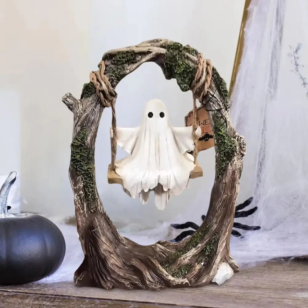 Halloween Themed Halloween Swing Ghost Ornament Handicraft Model Spooky Ghosts Decor Statue Display Ghost Halloween Decoration