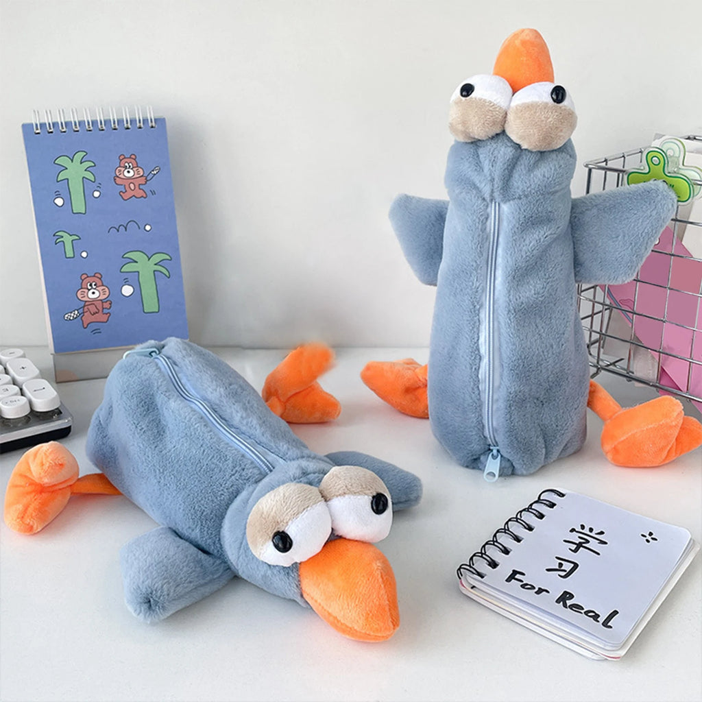 Plush Bird Pencil Case Purse Animal Stationery Pouch for Kids Home Boys and Girls Creative Pencil Marker Holder Organizer School