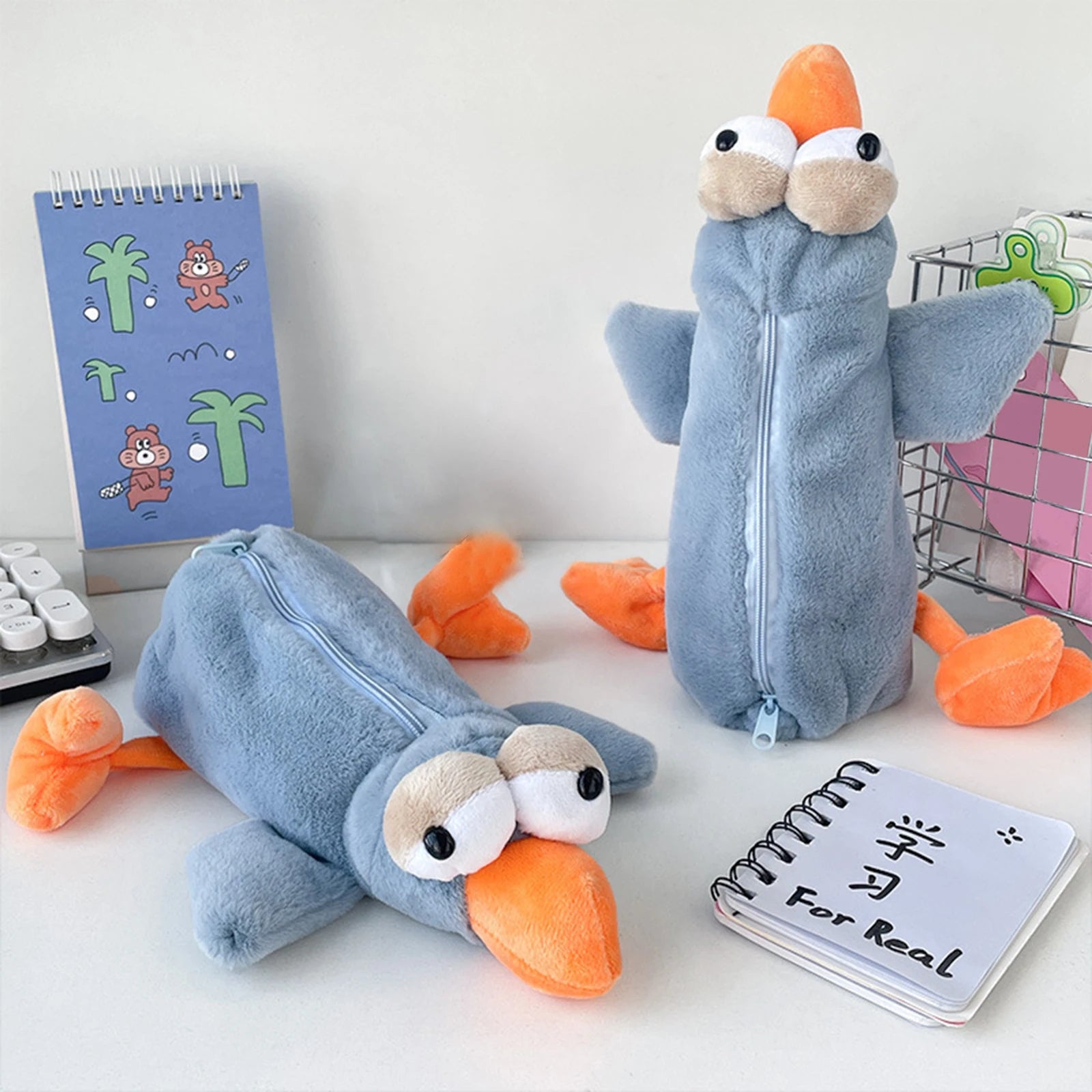 Plush Bird Pencil Case Purse Animal Stationery Pouch for Kids Home Boys and Girls Creative Pencil Marker Holder Organizer School