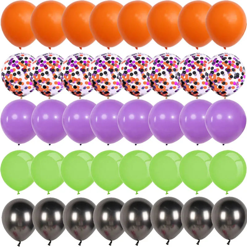 Halloween Decoration Black Orange Purple Balloon Bat Helium Ballon Confetti Metal Latex Globos Birthday Halloween Party Supplies