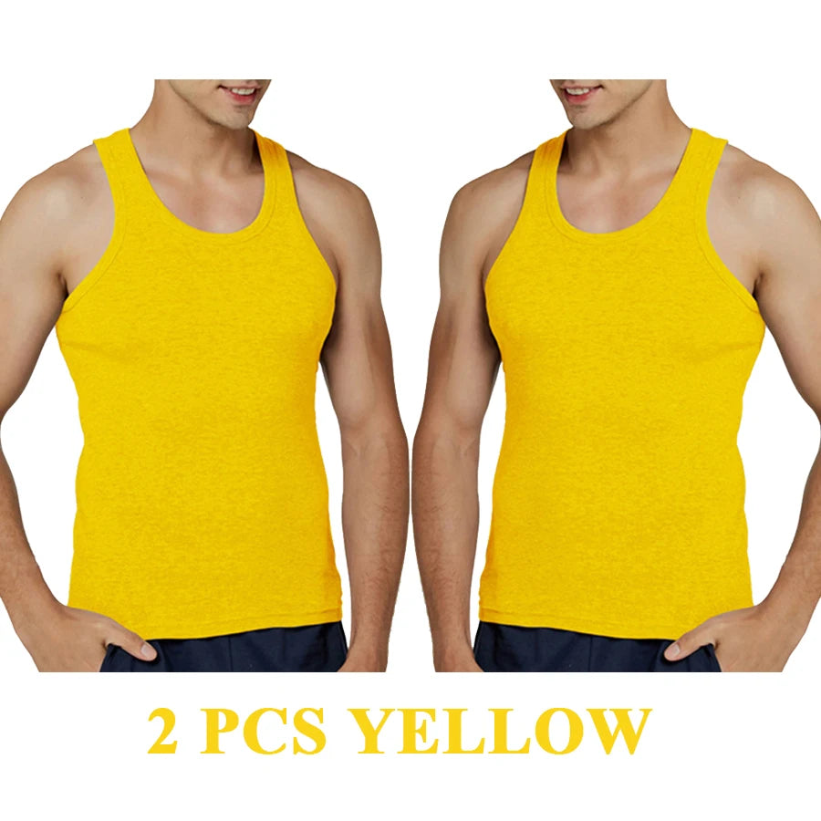 Tank Tops Men 100% Cotton Solid Vest Male Breathable Sleeveless Tops Slim Casual Gym Running Comfortable Undershirt Mens Gift