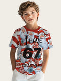 Fun Six Seven 6 7 Meme Design T-Shirt for Kids Chaotic Humor Y2k Game Saying Tee Novelty Gift Boy Top Fashion Children's Clothes
