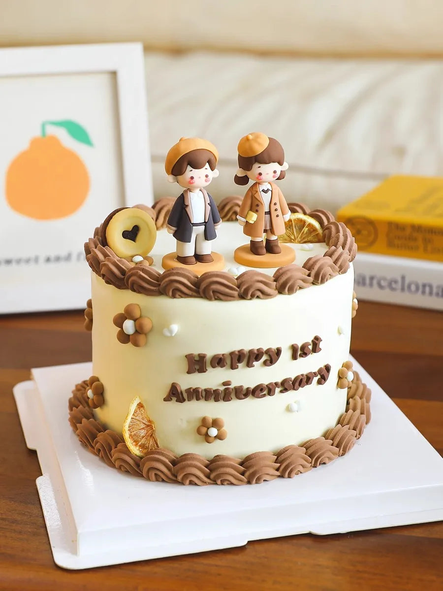 Valentine's Day Casual Wear Boys Girls Cake Decoration Cartoon Personality Couple Confession Doll for Birthday Cake Toppers