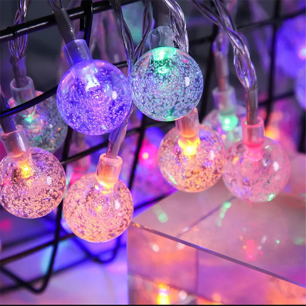 LED Bubble Ball String Lights Golden Glow Battery Operated Indoor Fairy Lights for Wedding Holidays New Year 2026 Decorations