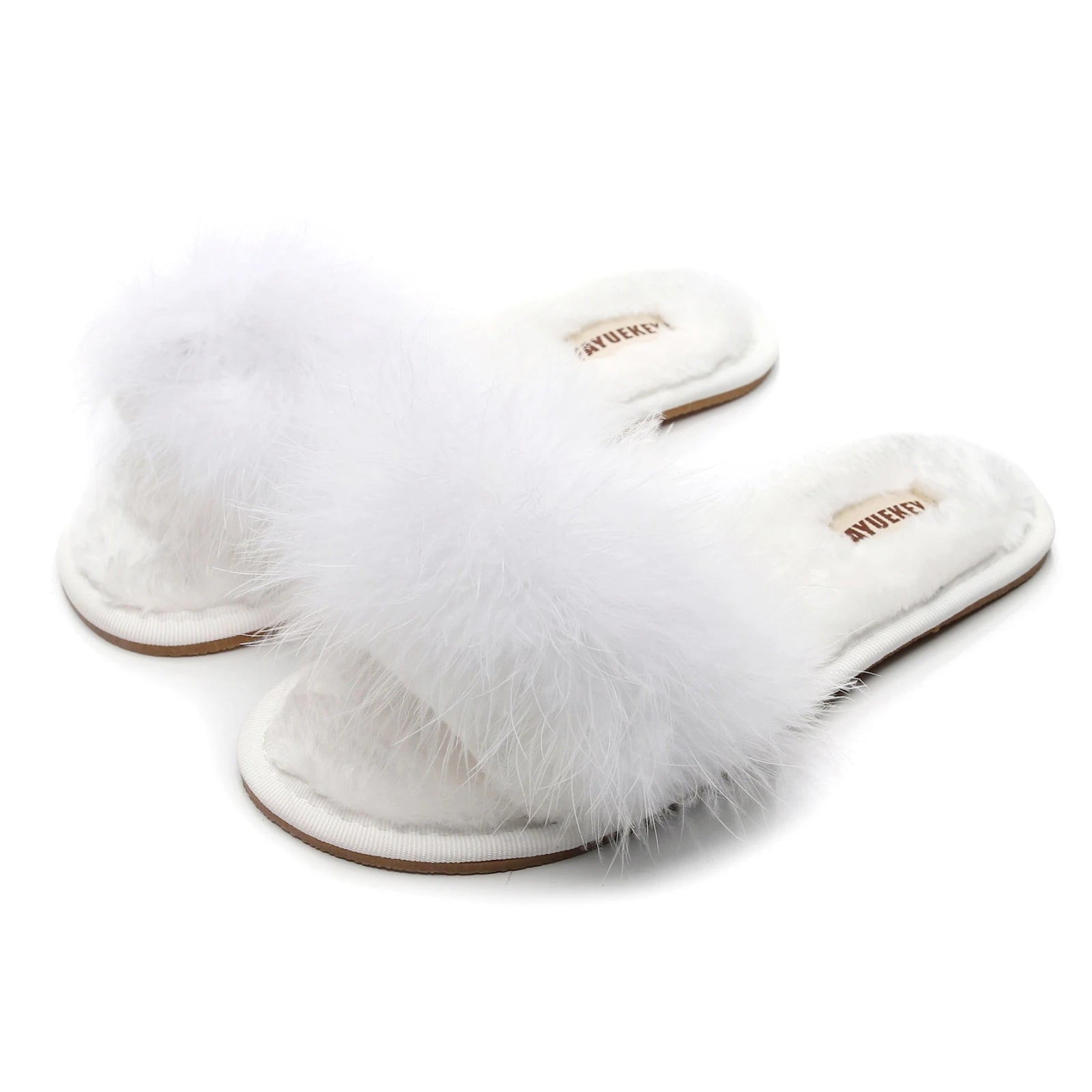 FAYUEKEY Spring Summer Winter Home Cotton Fluffy Plush Fur Slippers Women Wedding Floor Bedroom Flat Shoes