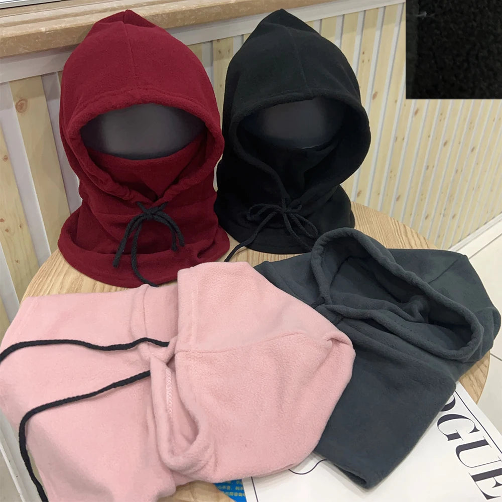 Winter Thermal Fleece Hat Hooded Outdoor Windproof Cold Warm Skiing Sport Men Women Neck Warmer Cycling Face Mask Masked Caps