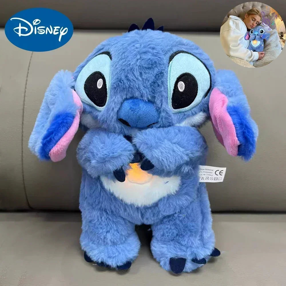 2025 New Lilo&Stitch Plush Doll Breath Child Peluche Kawaii Soothes Toy Anime Baby Music Light Sleep Toys Pink Stitch Kid Gifts