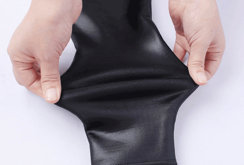 Shiny Plus Size Leggings Black 2X 3X Super Stretch Spandex Clothing PU Leather Pant Tummy Control Oversized Faux Leather Legging