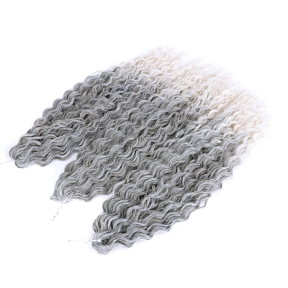 FASHION IDOL Ariel Twist Crochet Hair Synthetic 22 Inch 300g 3 Bundles Water Wave Hair Extensions Ombre Blonde Braid Curly Hair