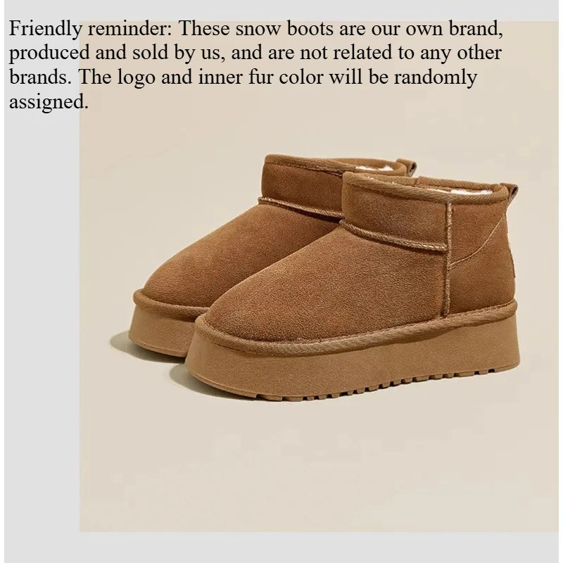 Winter  new women's snow boots cow suede sleeve casual cotton shoes platform cotton boots