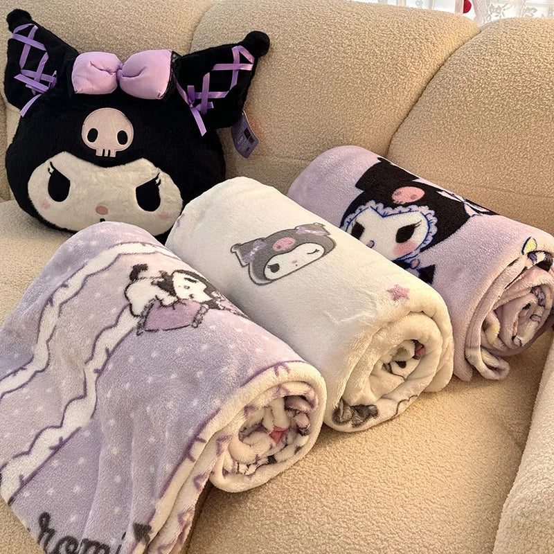Cartoon Sanrio Hellokitty Blanket Kawaii Children Printed Double-Sided Milk Velvet Single-Layer Blanket Girls Lunch Thin Blanket
