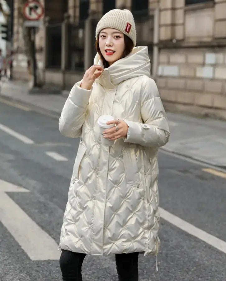 Winter Female Fashion Long Cotton-padded Coat Womens Casual Hooded Parkas Womens Winter Jacket Coat Down Jacket
