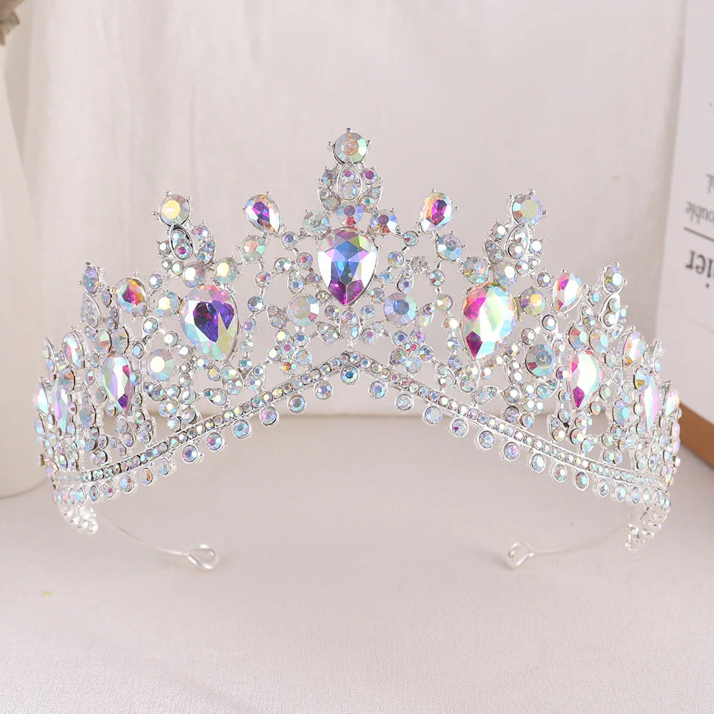 Baroque Bronze Black Green Crystal Bridal Tiaras Crown Vintage Rhinestone Diadem for Brides Headbands Wedding Hair Accessories