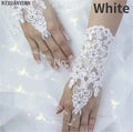 Elegant Beaded Lace Satin Short Bridal Gloves 2025 Fingerless Wedding Gloves White Ivory Wedding Accessories Veu De Noiva