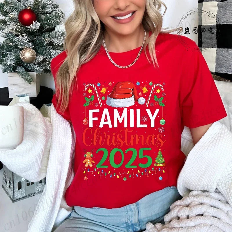Women T-Shirt Family Christmas 2025 Print Tops, Making Memories Together Tee, Santa Hat Shirts,Unisex Fun Matching Holiday Tops