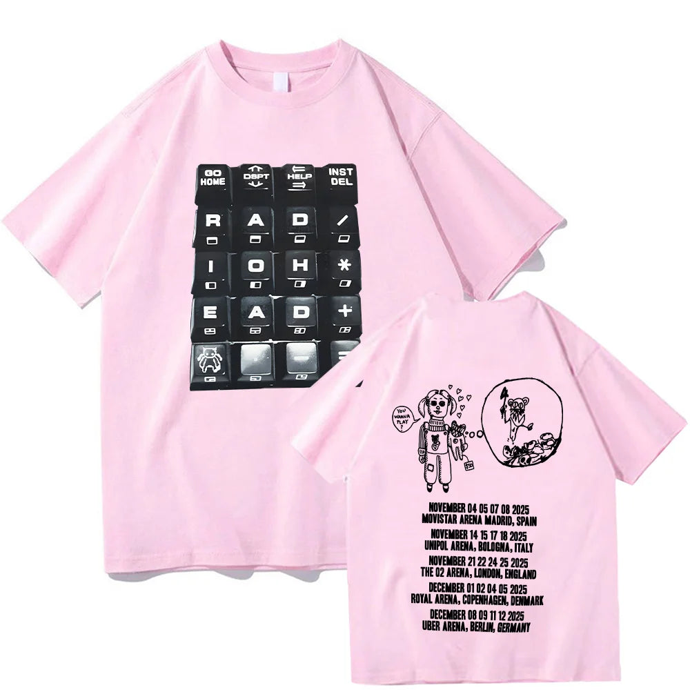 Radiohead 2025 Black Tour T-shirt Fashion Rock Band T Shirts Men Women Cotton Loose Tops Streetwear Summer Short Sleeve Clothes