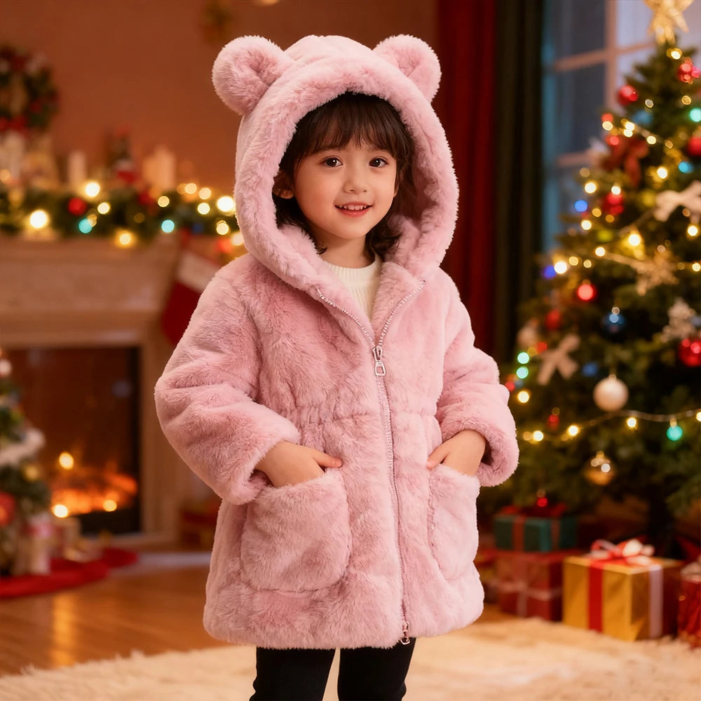 Winter Coat For Children Fleece Hooded Jacket Thicken Keep Warm Girl Coats New Year Gifts Girls Autumn Clothes Christmas Costume