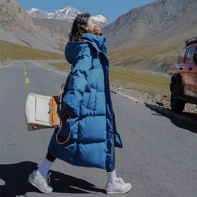 Winter Jacket 2025 New Long Coat Down Cotton Jackets Korean Loose Korean Fashion Bubble Coat Buggy Hooded Parkas Female Outwear